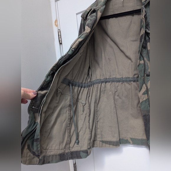 Free People Not Your Brothers Camo Jacket, Women Green Military Utility Jacket - Picture 12 of 16